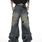 hollow loose straight denim gm15344