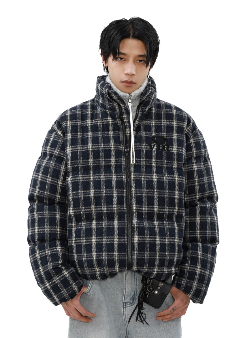 retro plaid  casual down jacket gm16367