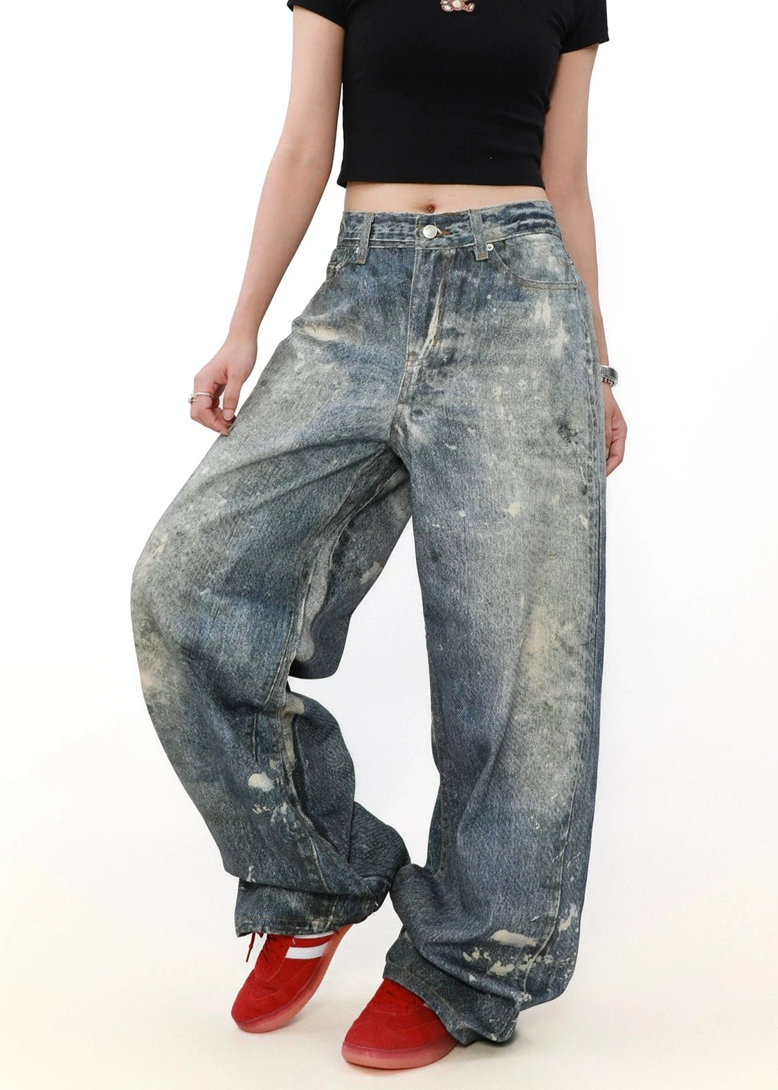 street washed ink stained denim gm16068