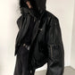 fur hooded leather jacket gm16329