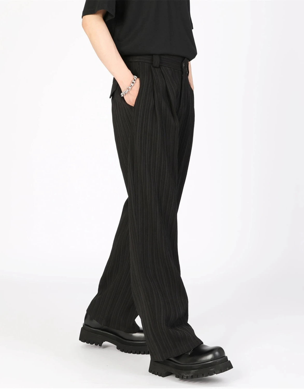 vertical stripes glittering slacks gm15440