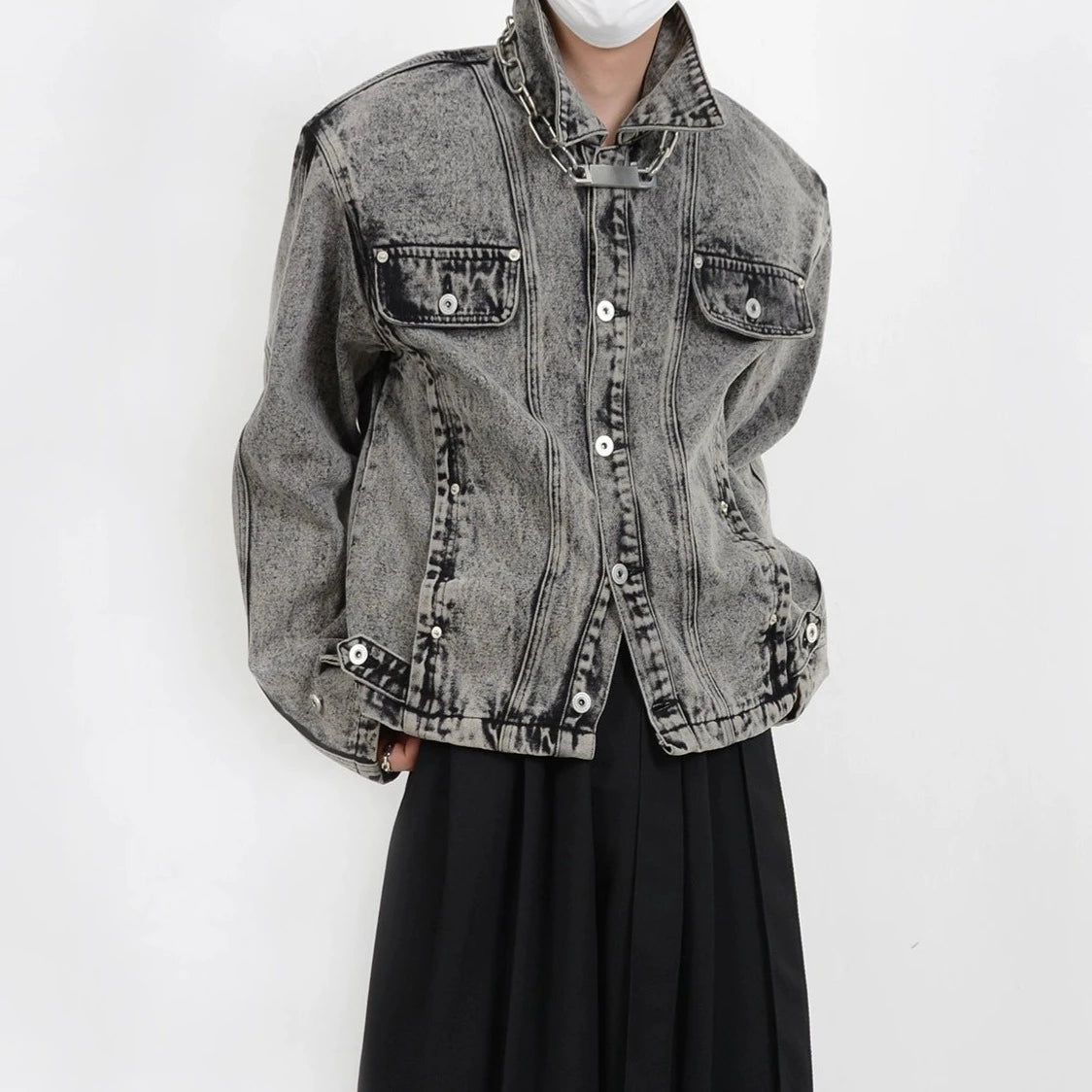 square shoulder denim jacket gm15150