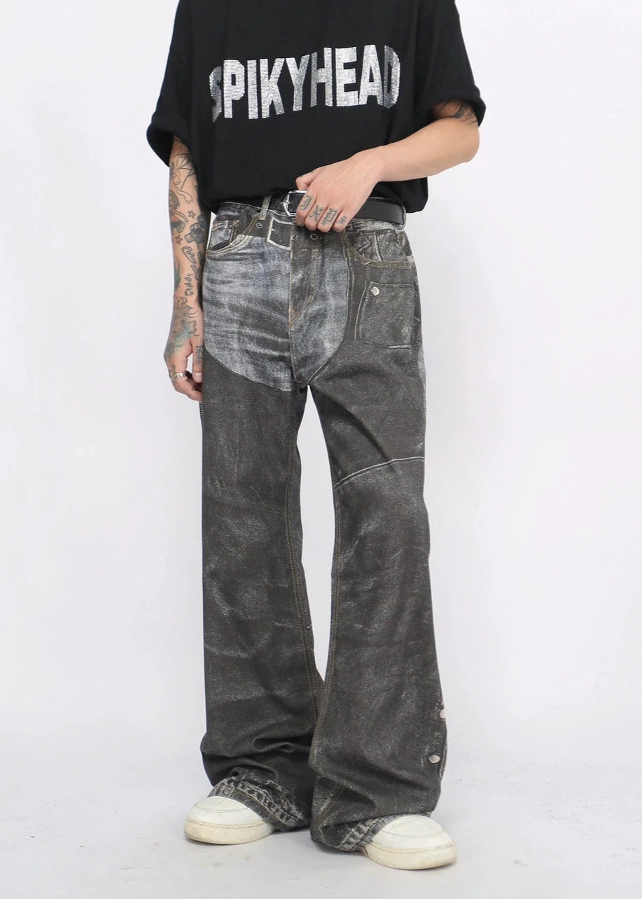 two color denim pants gm15843