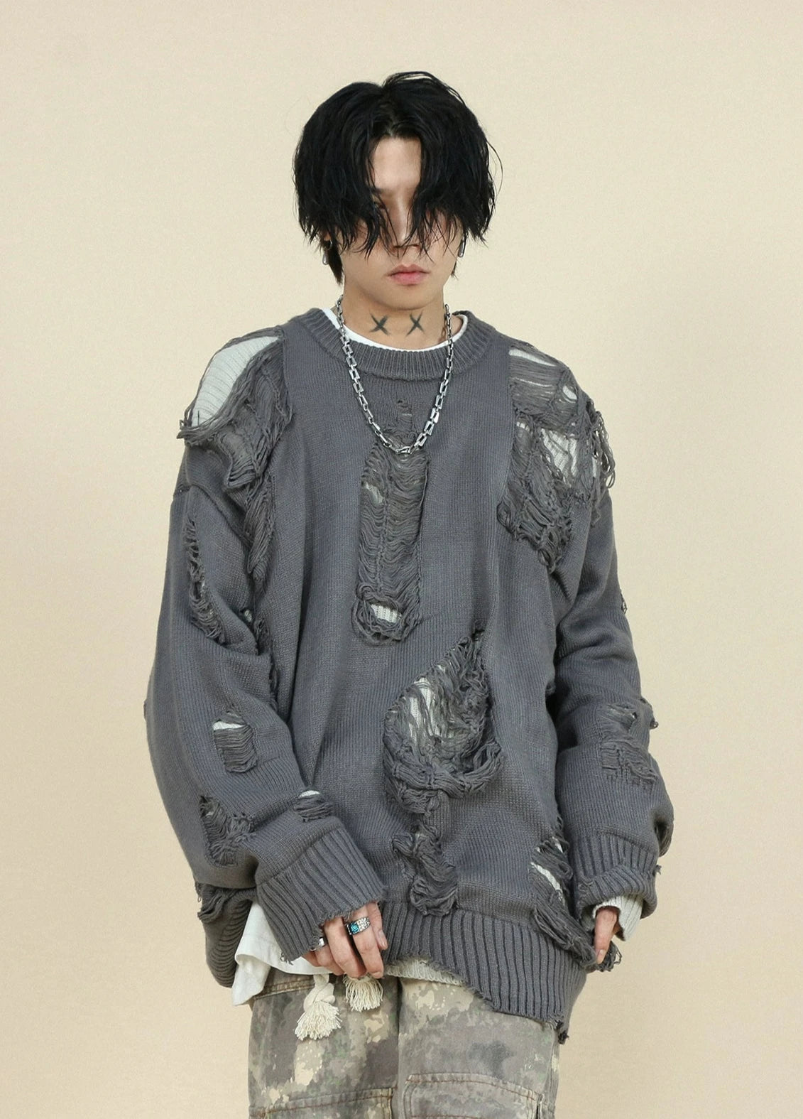 street ripped damage sweater gm15510