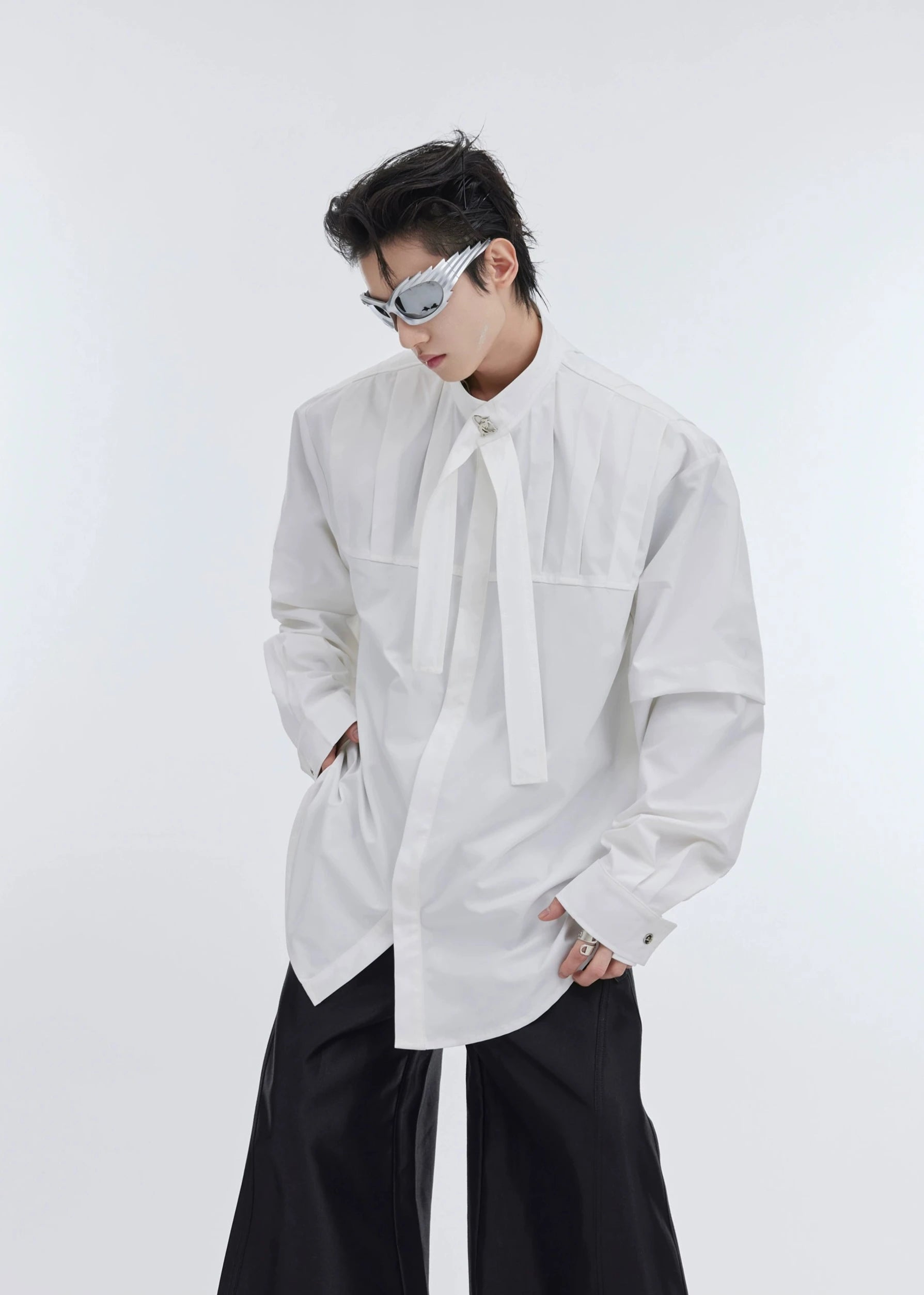 pleated long-sleeved shirt gm15348