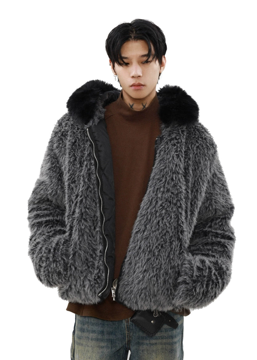 trend gray fur jacket gm16366