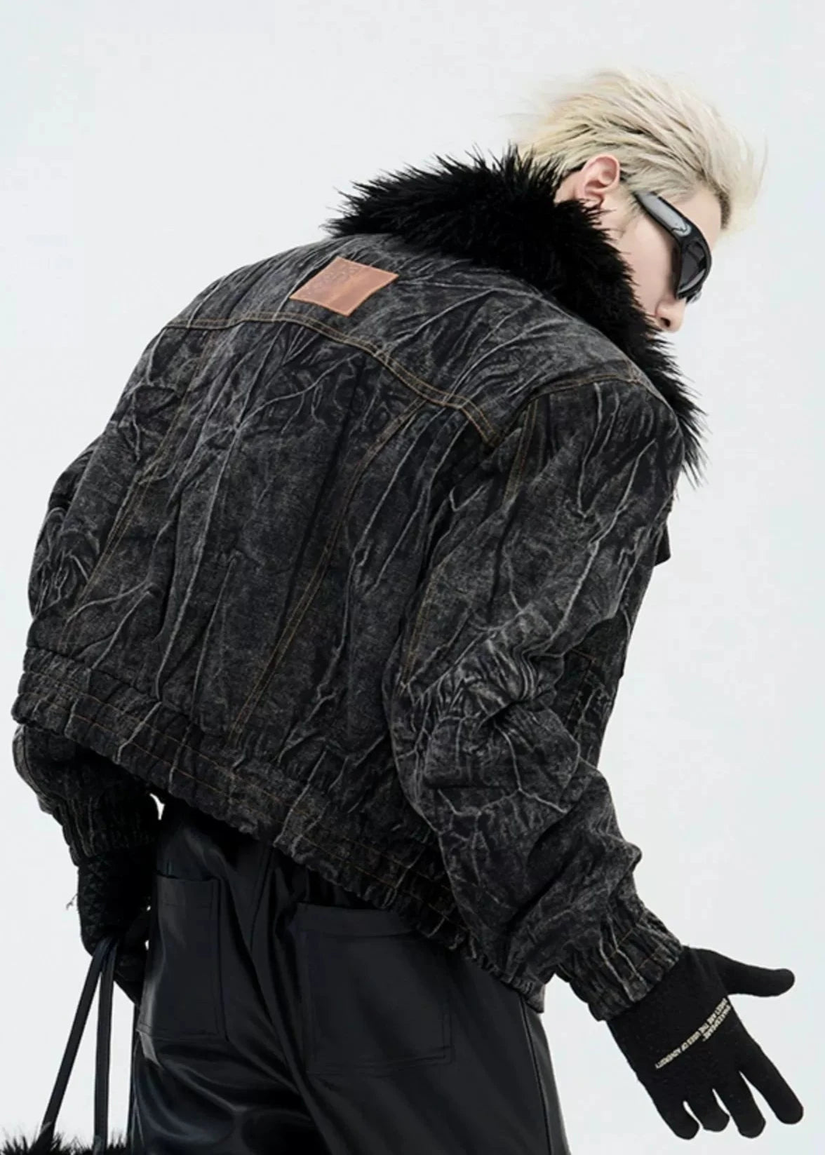 shoulder padded fur jacket gm16313