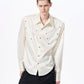 Herringbone Shoulder Studs Leather Jacket gm16412