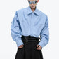 deconstructed pleated design silhouette shirt gm15303