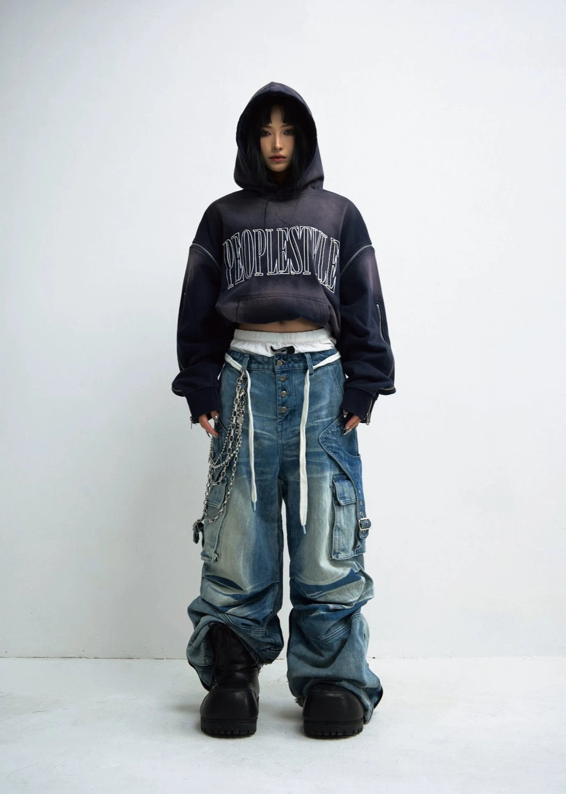 wide leg loose denim pants gm16009