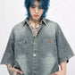 retro washed denim short-sleeved shirt gm15340
