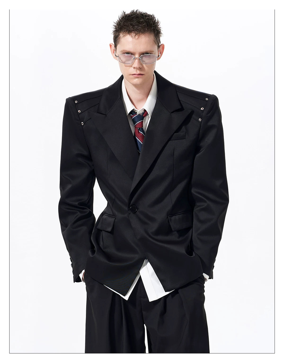 Eyelet Hardware Peaked Lapel Jacket 12