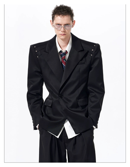 Eyelet Hardware Peaked Lapel Jacket 12