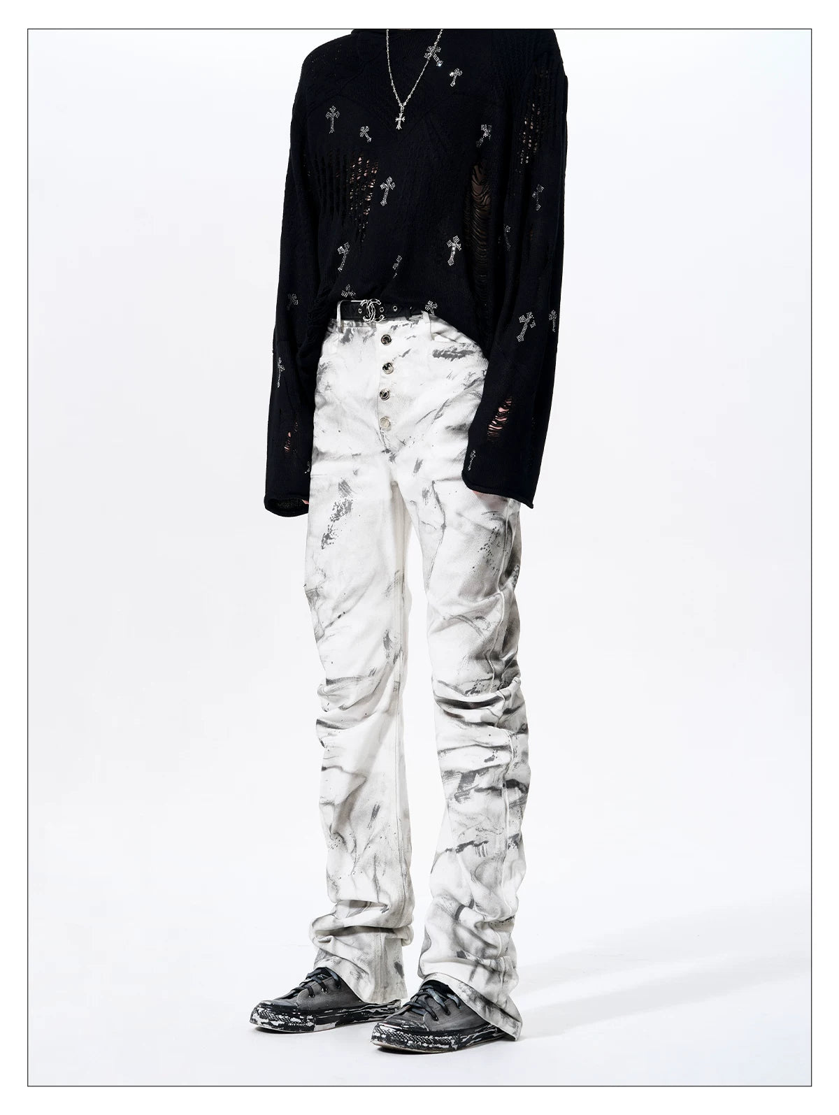 Smoke Damage Shirring Flare Pants 02