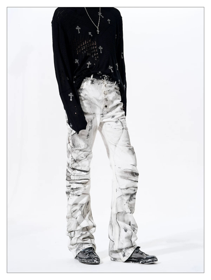 Smoke Damage Shirring Flare Pants 03