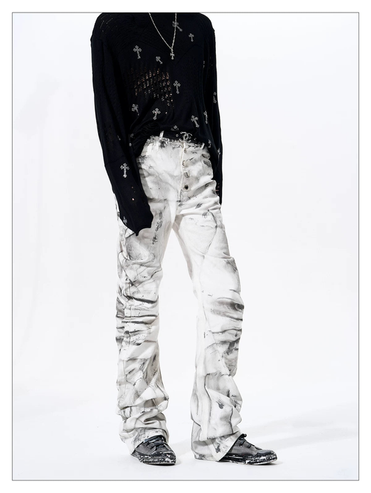 Smoke Damage Shirring Flare Pants 03