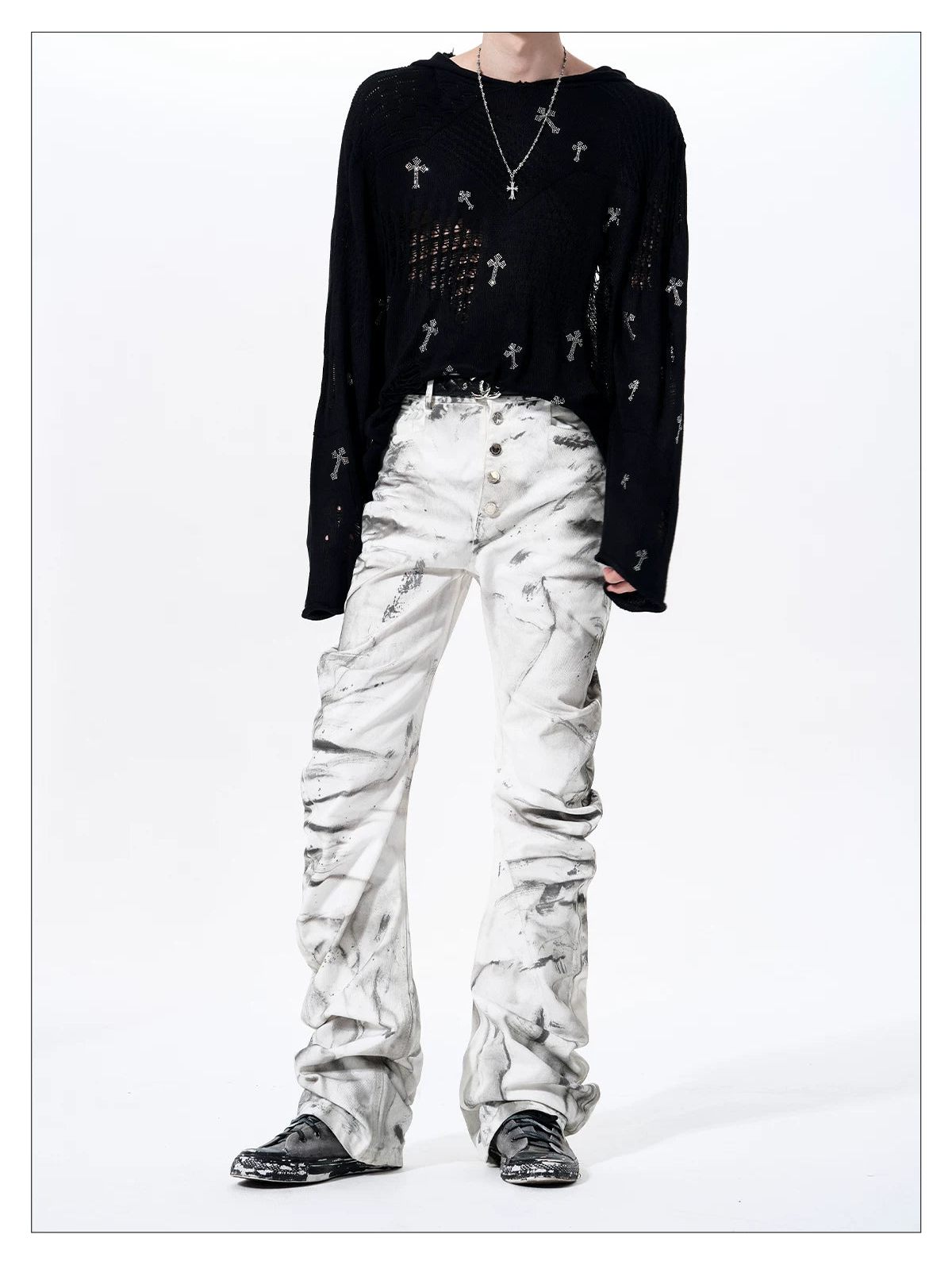 Smoke Damage Shirring Flare Pants 06