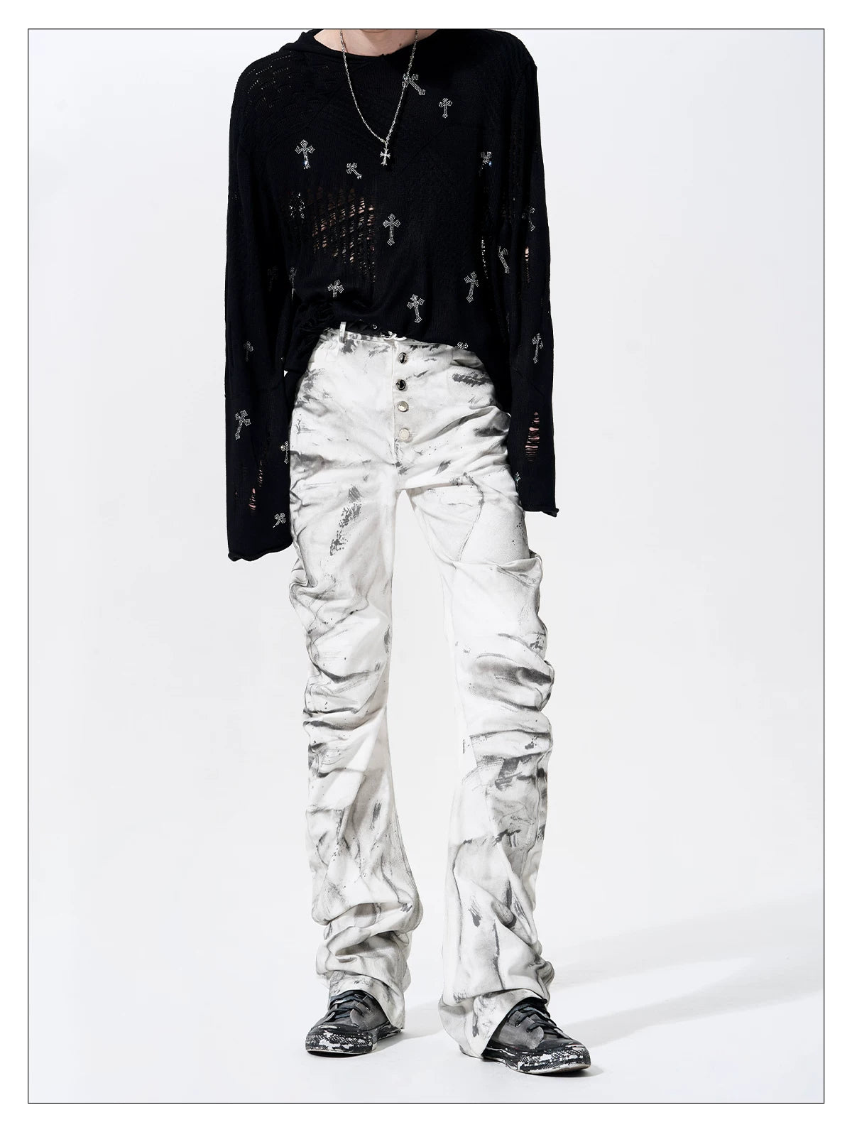 Smoke Damage Shirring Flare Pants 07