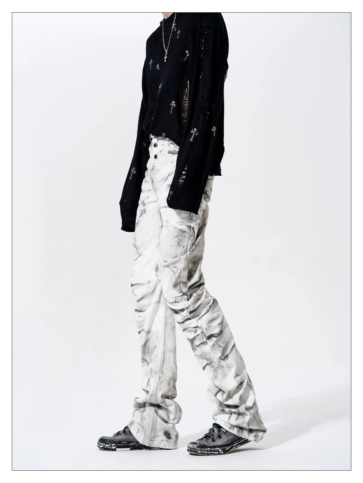 Smoke Damage Shirring Flare Pants 08