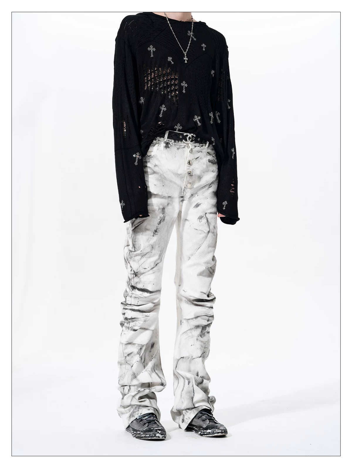 Smoke Damage Shirring Flare Pants 10