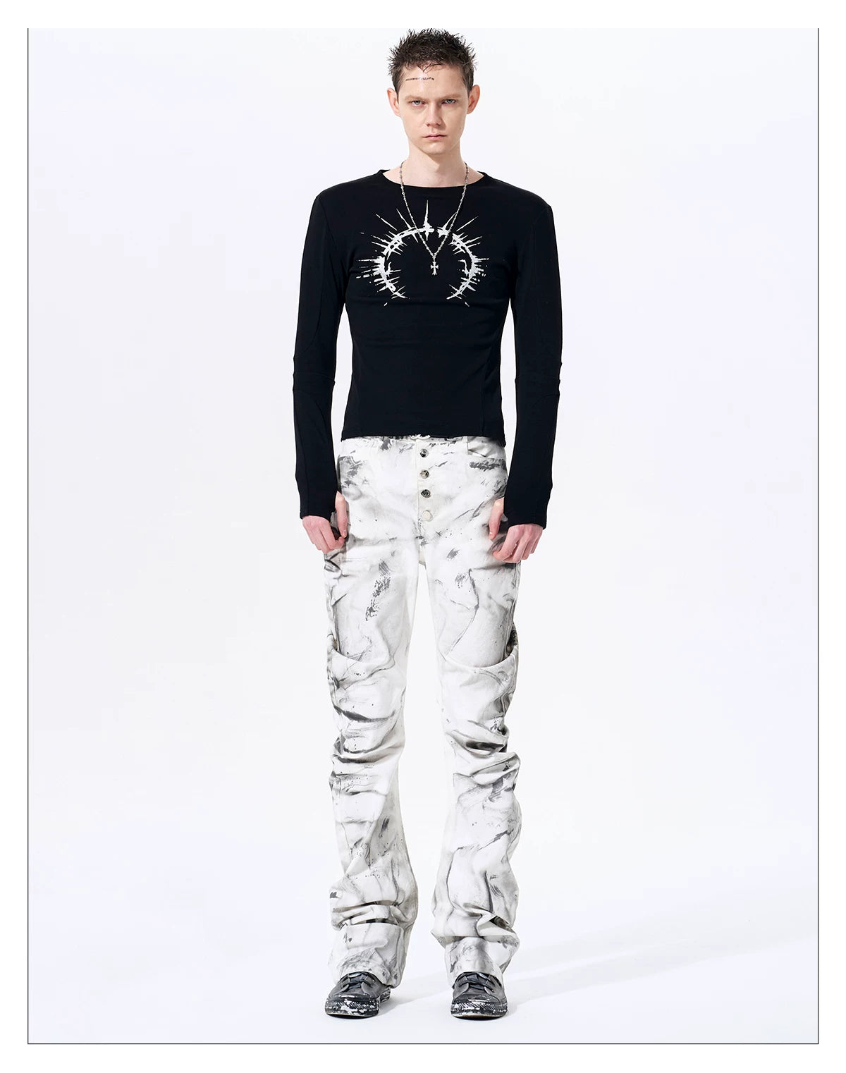 Smoke Damage Shirring Flare Pants 11