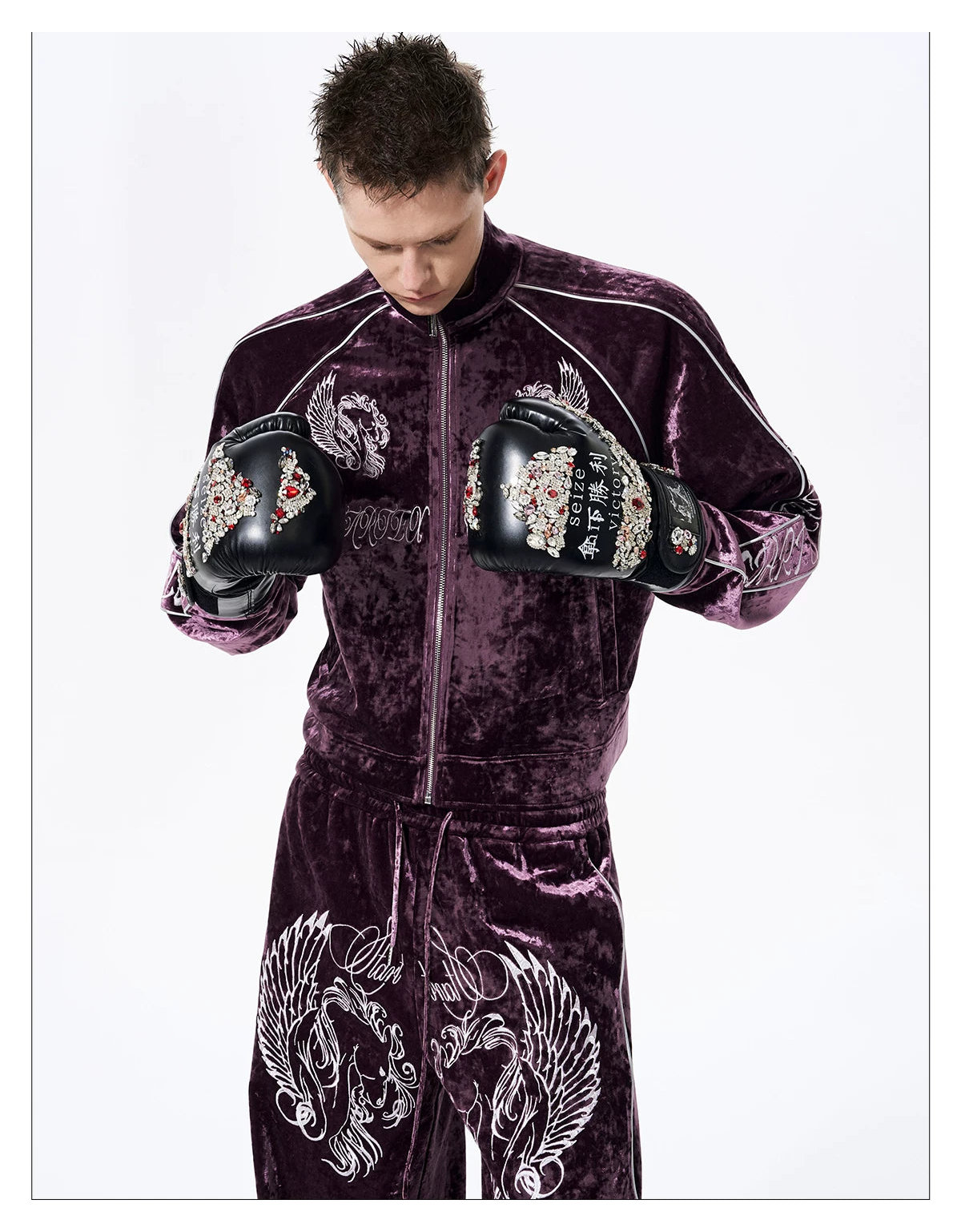 War Horse Embroidery Velvet Sweat Jacket 04