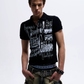 Gothic Grunge Distressed Print Slim Polo gm16425 01