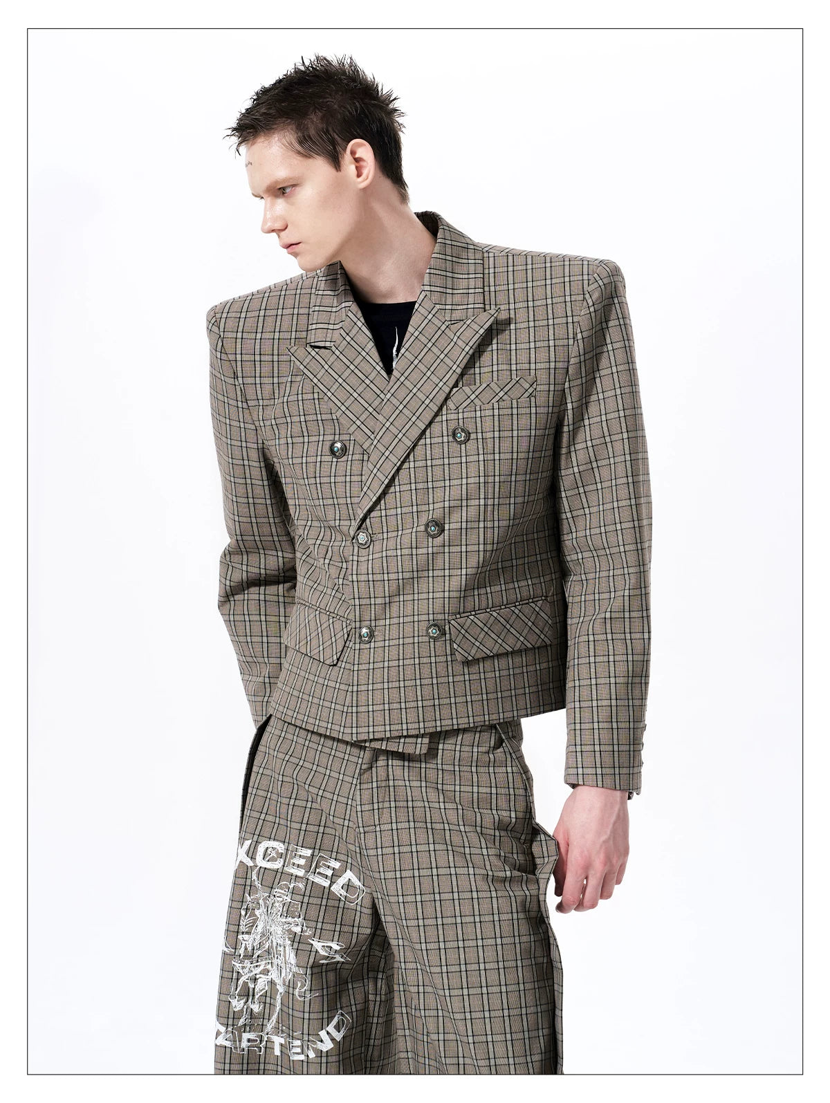 Check Double Breasted Jacket gm16413 02