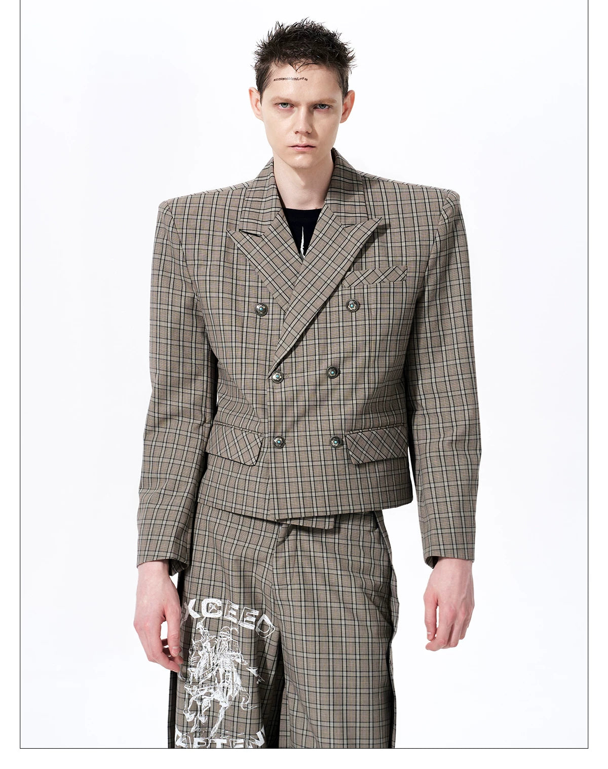 Check Double Breasted Jacket gm16413 04