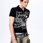 Gothic Grunge Distressed Print Slim Polo gm16425 03