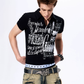 Gothic Grunge Distressed Print Slim Polo gm16425 07