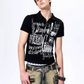 Gothic Grunge Distressed Print Slim Polo gm16425 08
