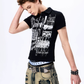 Gothic Grunge Distressed Print Slim Polo gm16425 09