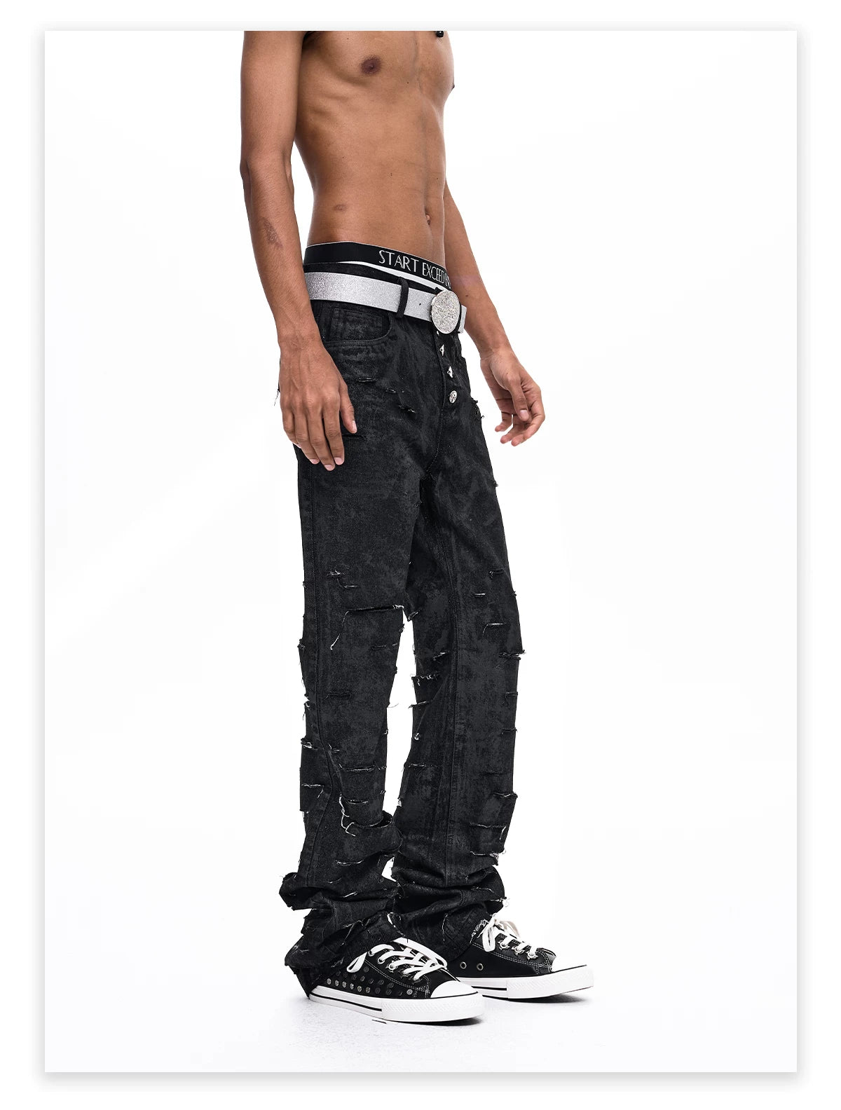 Waxed Distressed Five-Button Slim Denim gm16506 03