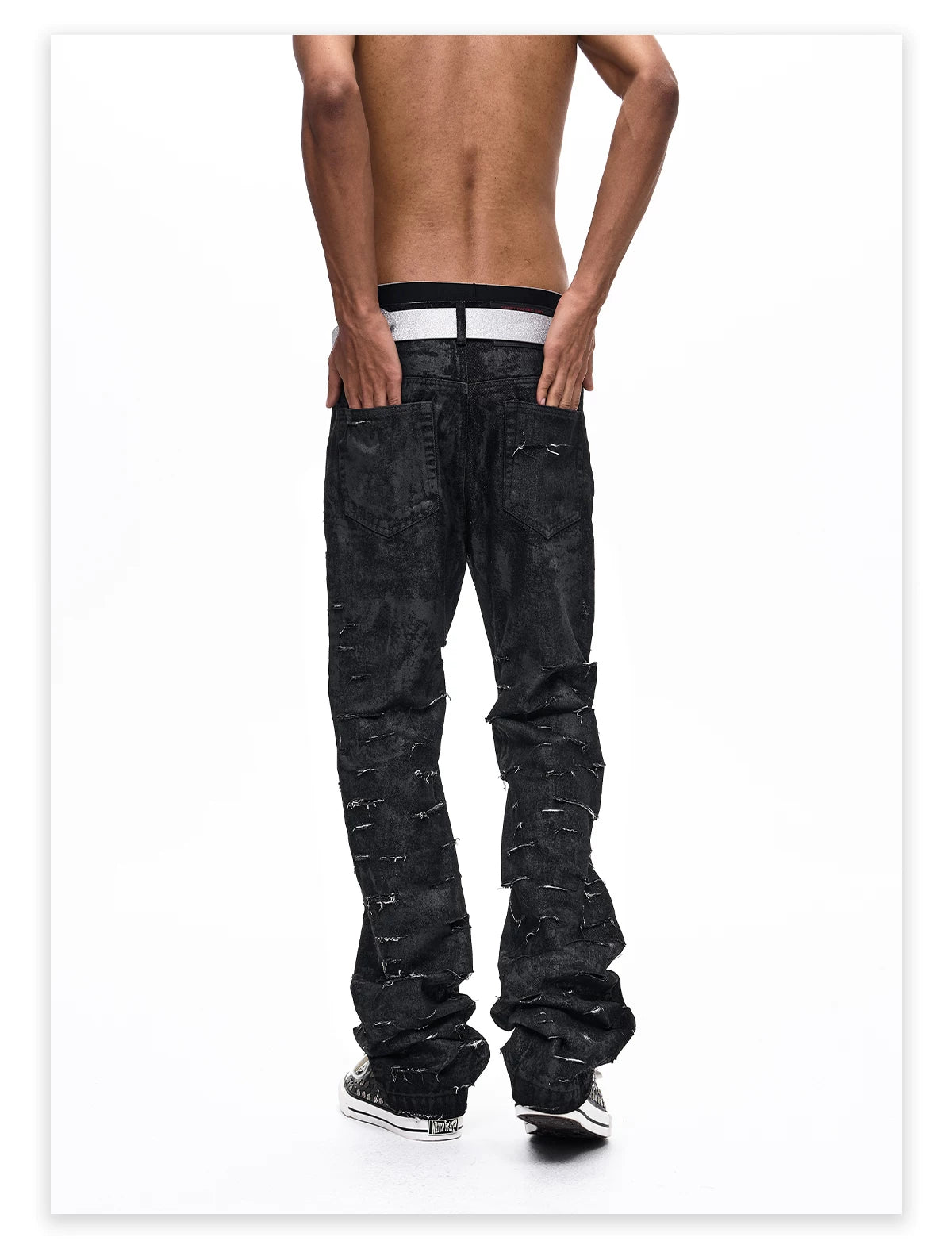 Waxed Distressed Five-Button Slim Denim gm16506 04