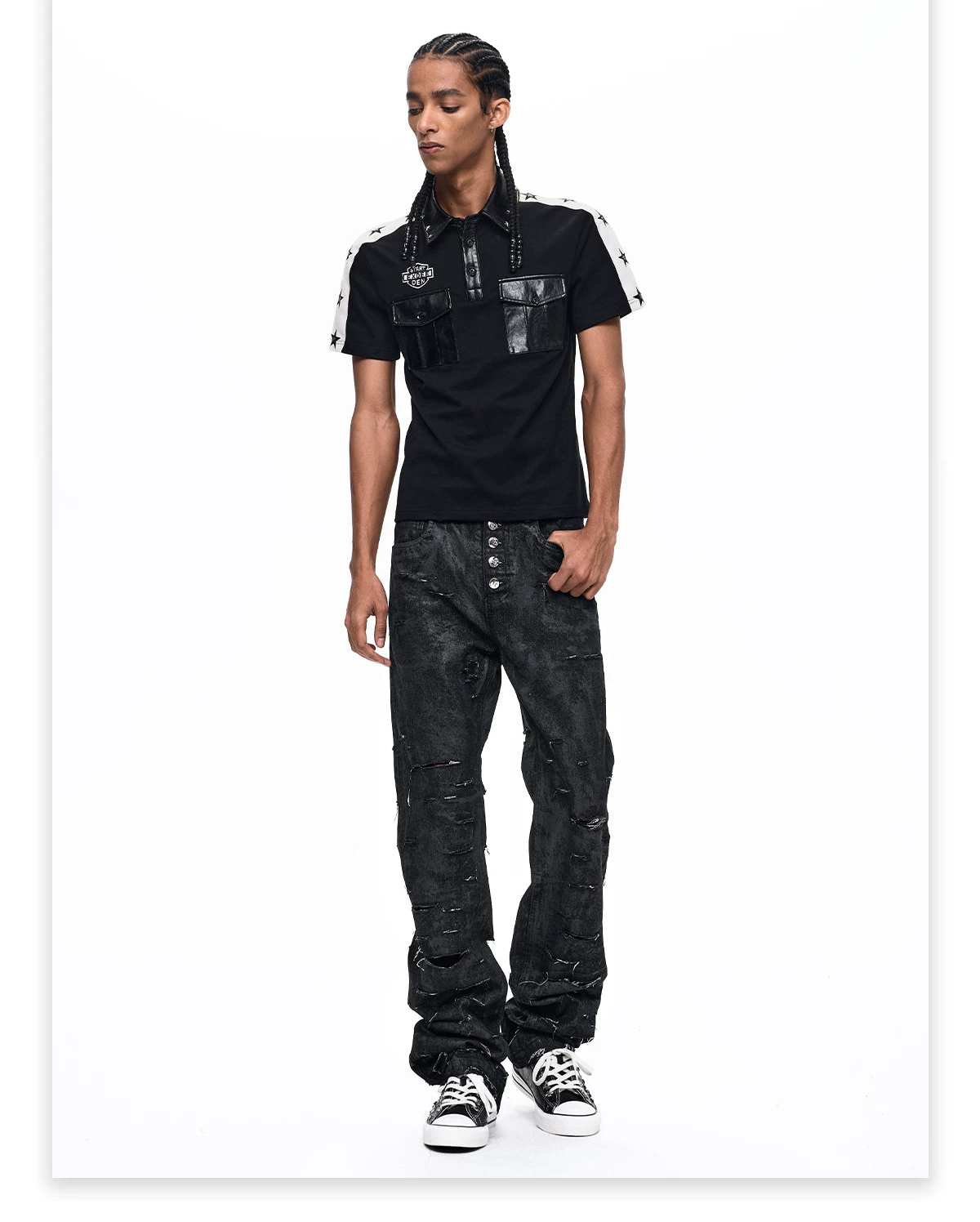 Waxed Distressed Five-Button Slim Denim gm16506 05