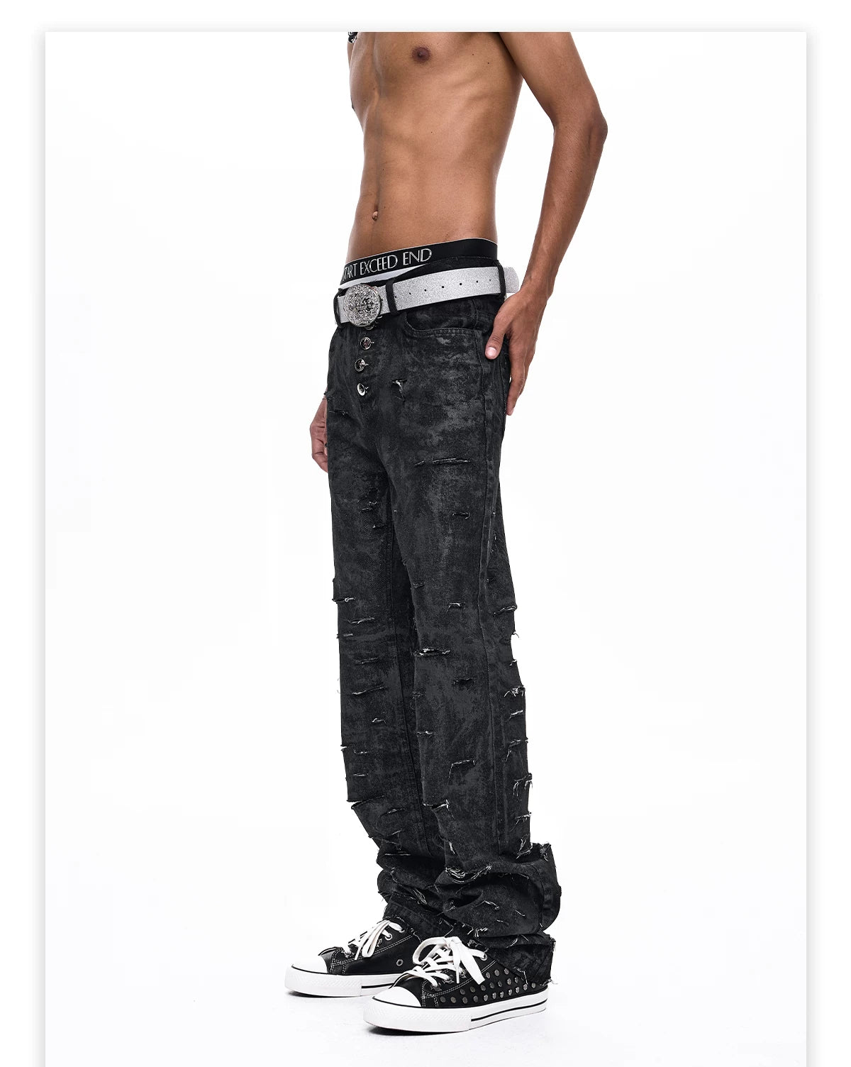 Waxed Distressed Five-Button Slim Denim gm16506 08