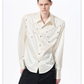 Herringbone Shoulder Studs Leather Jacket gm16412 - 09