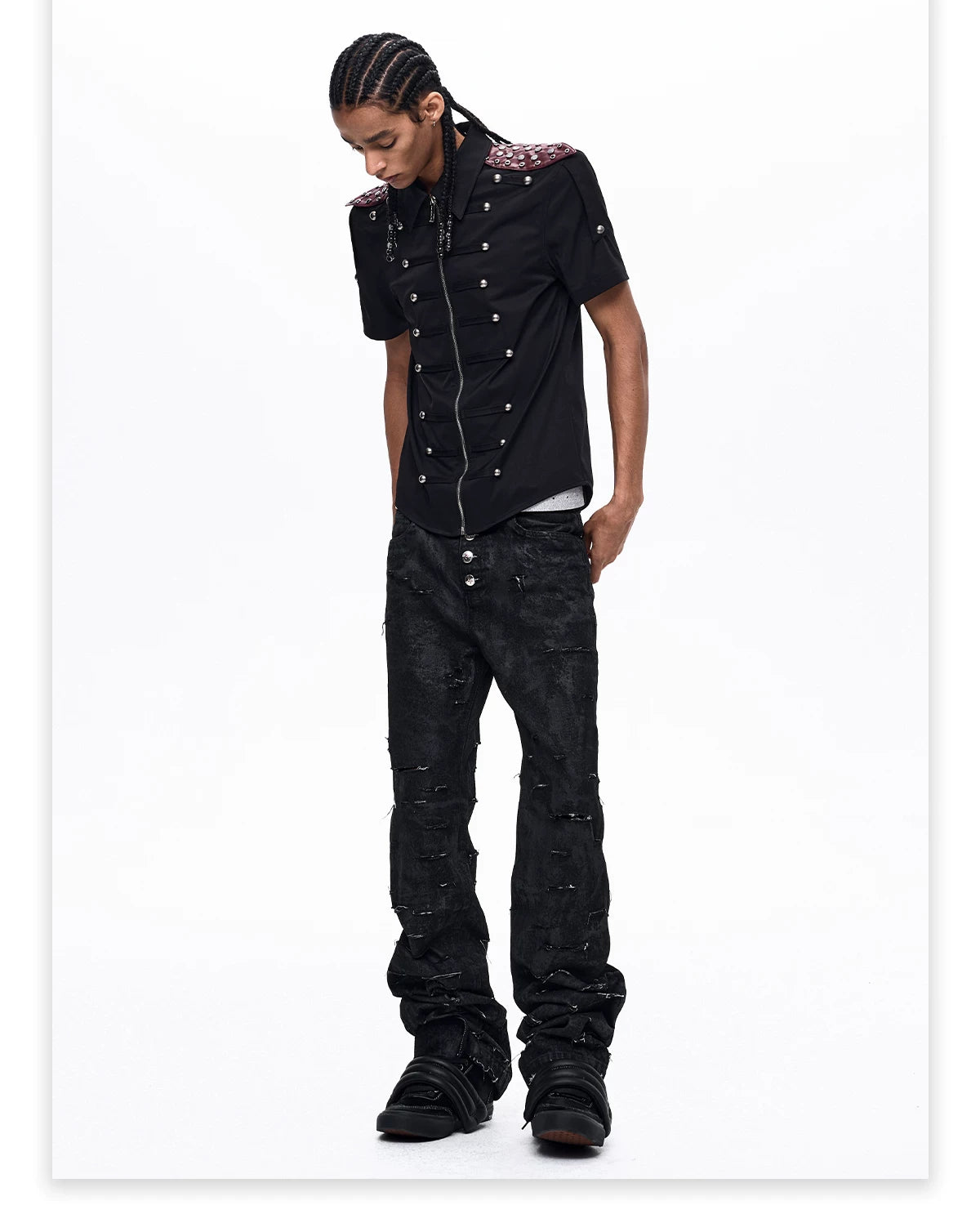 Waxed Distressed Five-Button Slim Denim gm16506 10