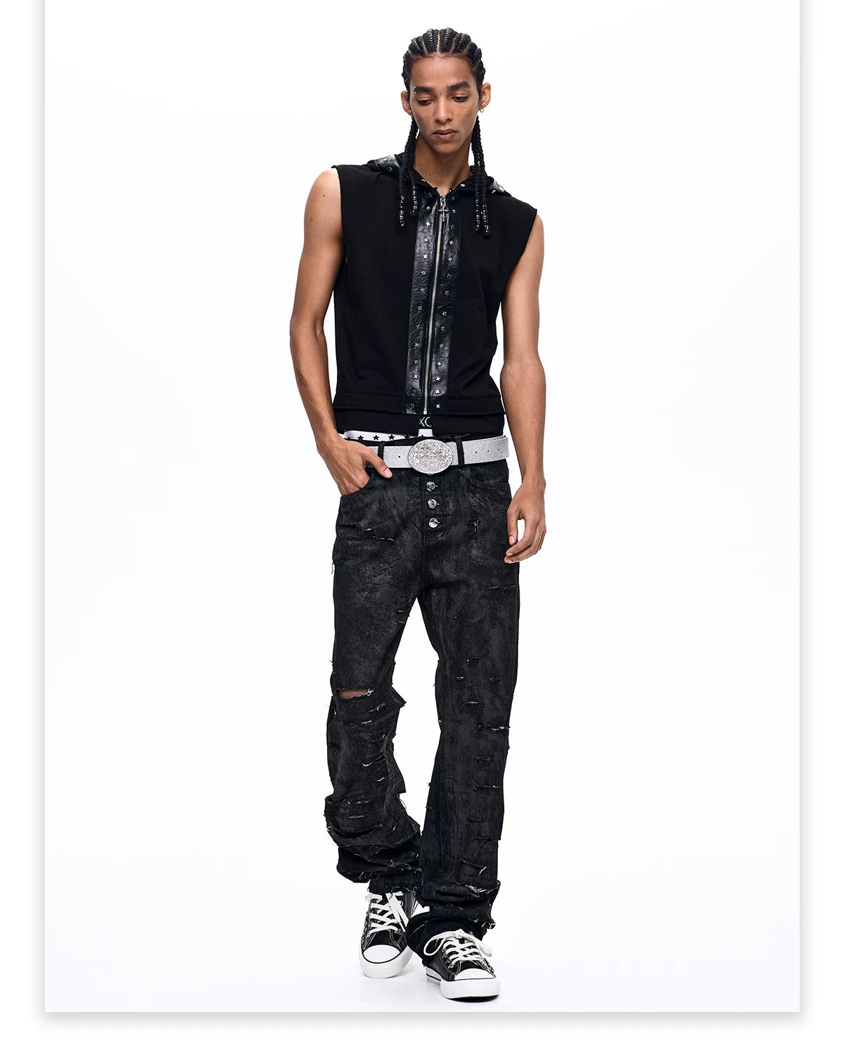 Waxed Distressed Five-Button Slim Denim gm16506 11