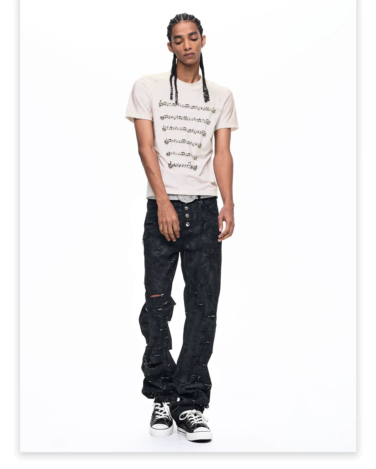Waxed Distressed Five-Button Slim Denim gm16506 12