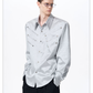 Herringbone Shoulder Studs Leather Jacket gm16412 - 13