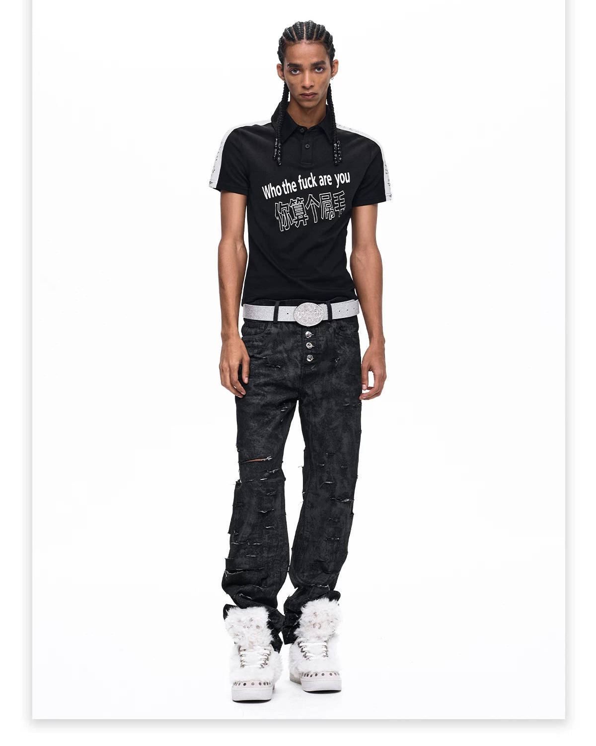 Waxed Distressed Five-Button Slim Denim gm16506 14