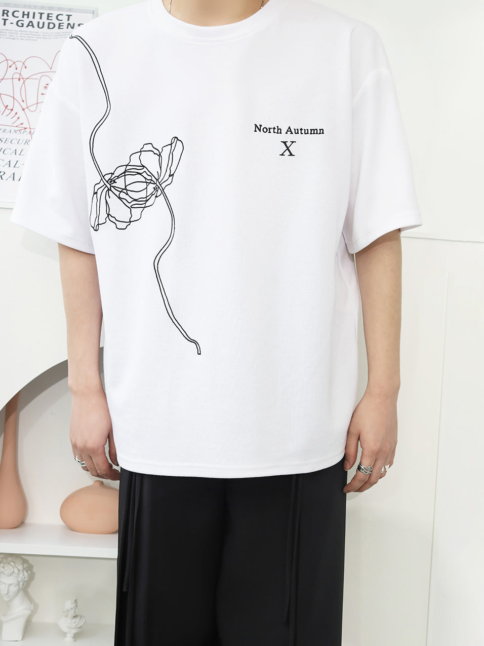 ローズグラフィックデザインTシャツ  gm2573