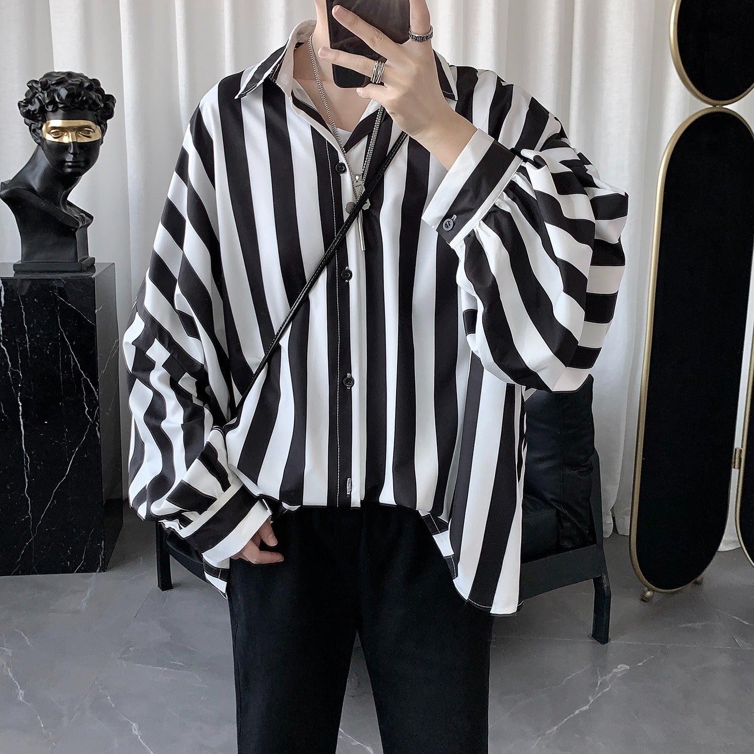 Big loose striped shirt gm977