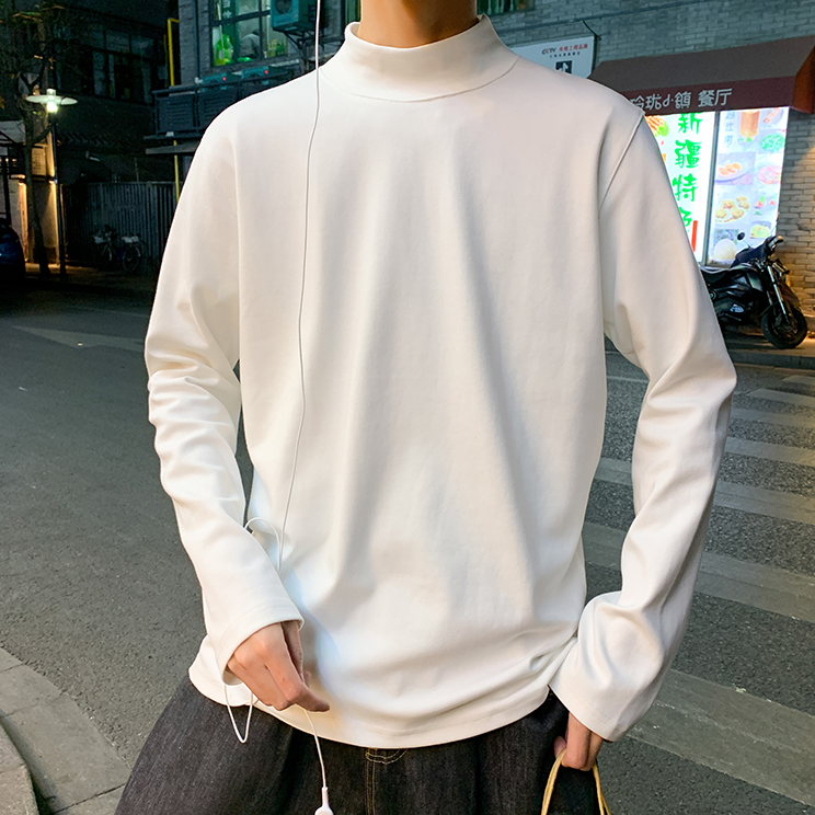 Simple high neck long sleeve T-shirt gm10771