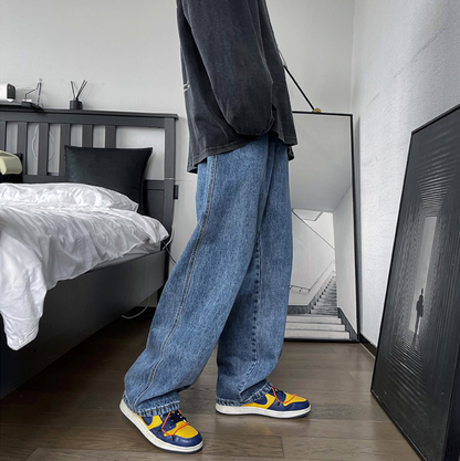 Wide straight denim pants gm10865