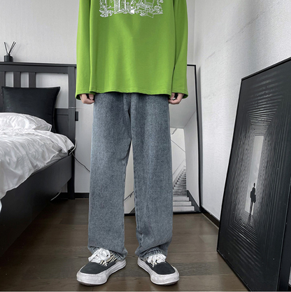 Wide straight denim pants gm10865