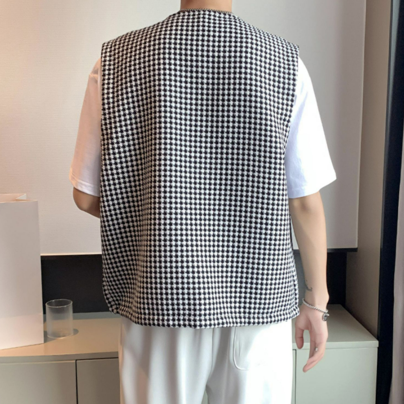 Houndstooth check vest gm4379