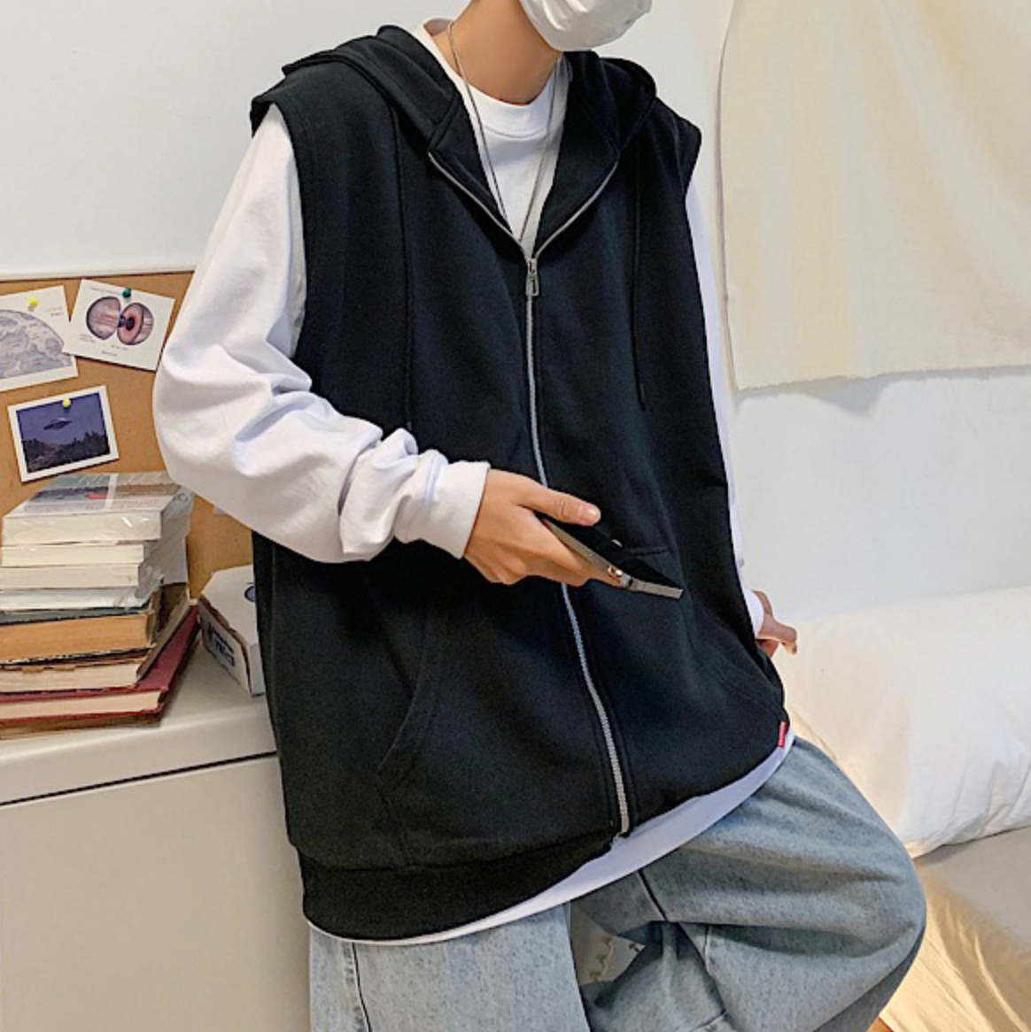 Sleeveless zip hoodie gm11466